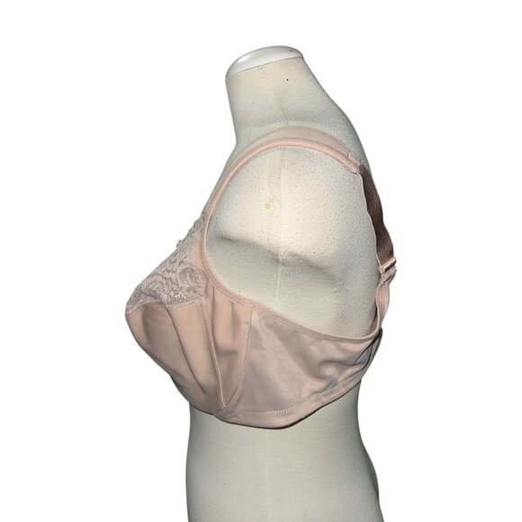 Glamorise Womens Front-Closure Wonderwire Lace Support Bra Size 46C in Soft Beig - Picture 4 of 6